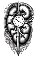clock with a kidney inside tattoo design idea