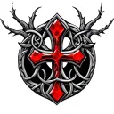tree of life celtic cross red stone tattoo design idea