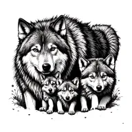 Wolf With 3 Cubs tattoo design idea