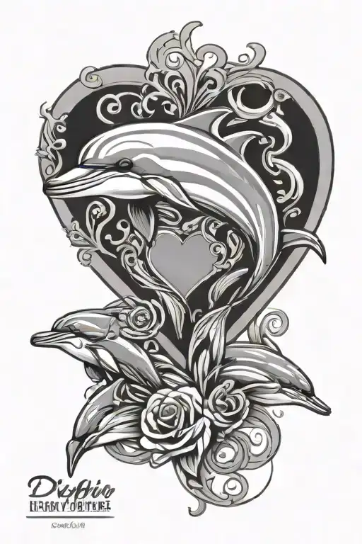 dolphin heart made tattoo design idea