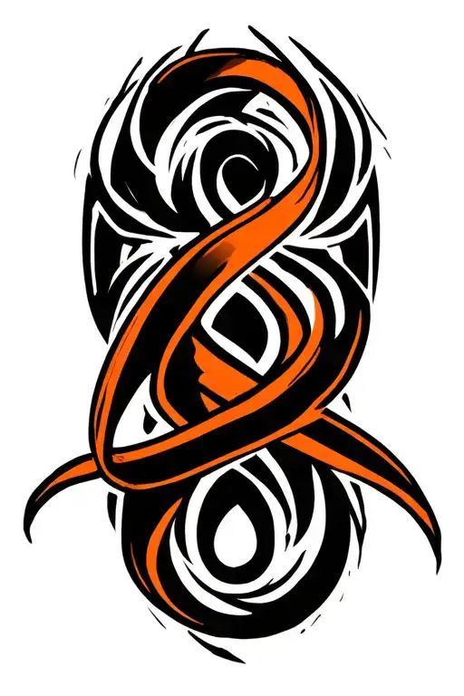 kidney cancer orange ribbon intertwined with strength symbol  tattoo design idea