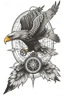 flying eagle viking compass tattoo design idea