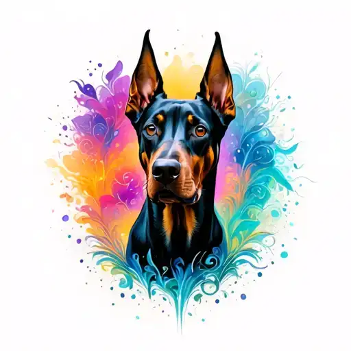 doberman silhouette filled tattoo design idea