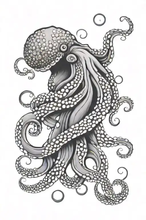 octopus with japanese waves crashing tattoo design idea