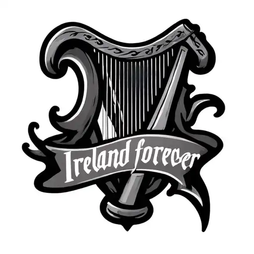 "Ireland forever" Irish Harp Symbol tattoo design idea