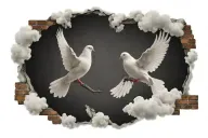 Dove, Clouds, Broken heart, 2 bricks tattoo design idea