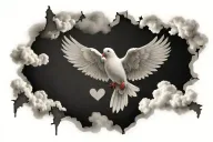 Dove, Clouds, Broken heart, 2 bricks tattoo design idea