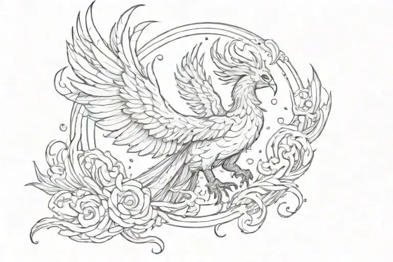 try untill u win with Phoenix rising from ashes tattoo design idea