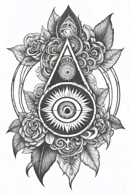 Spiritual Symbols harmony, create your own reality, open to Change, third eye, Transformation and growth tattoo design idea