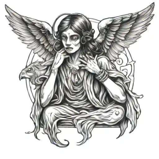 I see no evil, speak no evil, hear no evil angel tattoo tattoo design idea