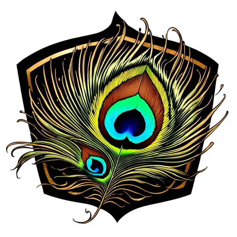 wave breaking peacock feather tattoo design idea