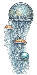 jellyfish transitioning into an eyeball tattoo design idea