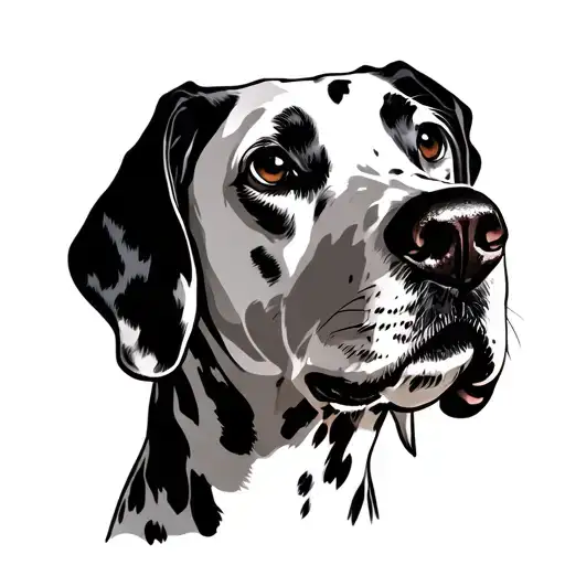 Dalmatian face with ears flipped backward looking forward tattoo design idea