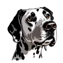 Dalmatian face with ears flipped backward looking forward tattoo design idea