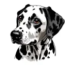 Dalmatian face with ears flipped backward looking forward tattoo design idea