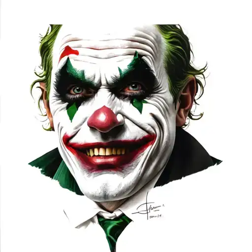 joker heavy smile realistic drawing tattoo design idea