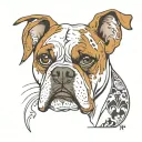 white boxer dog with left brown eye patch work tattoo design idea