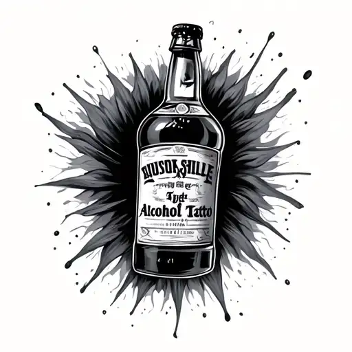 4 per mille of alcohol bottle tattoo design idea