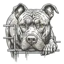 pit bull dog breaking through prison fence tattoo design idea