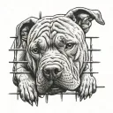 pit bull dog breaking through prison fence tattoo design idea