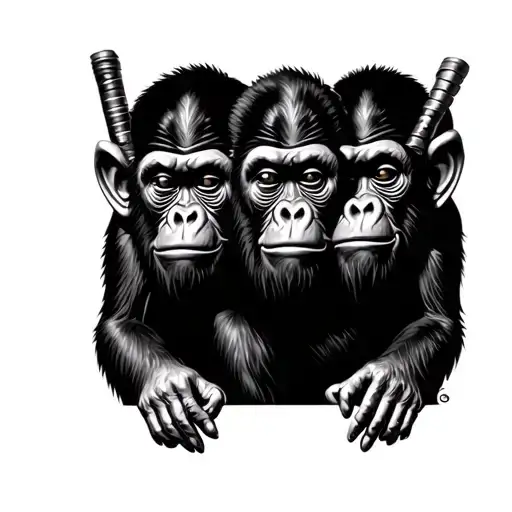 Three Wise Monkeys tattoo design idea