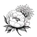 peony baby's breath tattoo design idea