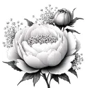 peony baby's breath tattoo design idea