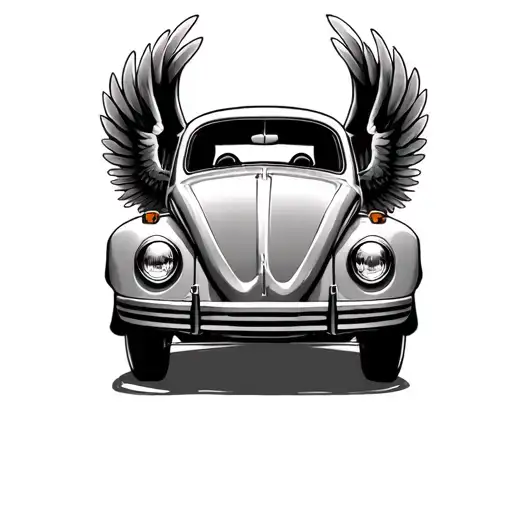 volkswagen beetle with wings tattoo design idea