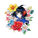 ** Anime ** tattoo is a unique and popular type of tattoo that combines elements of Japanese animation and manga. Such tattoos can be made in various anime genres, from classic to modern styles, and contain a variety of motives, characters and symbols. ** Features of an anime tattoo: ** 1. ** Bright colors and contrasts. ** Anime tattoo are often characterized by bright and rich colors that create contrasts and attract attention. This can be a combination of bright shades, such as red, blue, yellow, green, as well as the use of contrasting colors to highlight parts. 2. ** Detailing and elaboration. ** Anima tattoo can contain many small details, such as hair, eyes, characters' clothes, which requires a high degree of detail and study. 3. ** Symbols and motives. ** In an anime style, symbols and motives associated with Japanese culture and anime are often used, such as hieroglyphs, flowers, animals, spaceships and other elements. 4. ** Size and composition. ** Anime tattoo can be made in different sizes and compositions, from small elements to large and complex compositions that occupy a large part of the body. 5. ** Animation and movement. ** Some tattoos in the style of anime may contain elements of animation and movement, which gives them dynamism and liveliness. 6. ** Topic. ** An anime tattoo can be devoted to various topics, such as love, friendship, family, nature, space, science fiction and others. 7. ** Drawing style. ** Anime tattoo can be made in various drawing styles, such as classic, modern, expressionism, realism and others. ** Examples of anime tattoo: *** Tattoos with an image of an anime, such as Naruto, Sasuke, Ichigo, Naruto, Sailor Moon or others.*Tattoos with an anime symbol, such as Ieroglyph, such Flower, animal or other element.*Tattoo in the form of an abstract pattern or composition inspired by anime. ** Choosing design. ** When choosing an anime tattoo in the style of anime, it is important to take into account your preferences, the subject that you are interested in, and the drawing style that you like. You can turn to a professional tattoo master who will help you choose the right design and bring it to life. It is possible to remember that tattoos are forever, so before making a decision on its application, you should carefully consider your choice. tattoo design idea