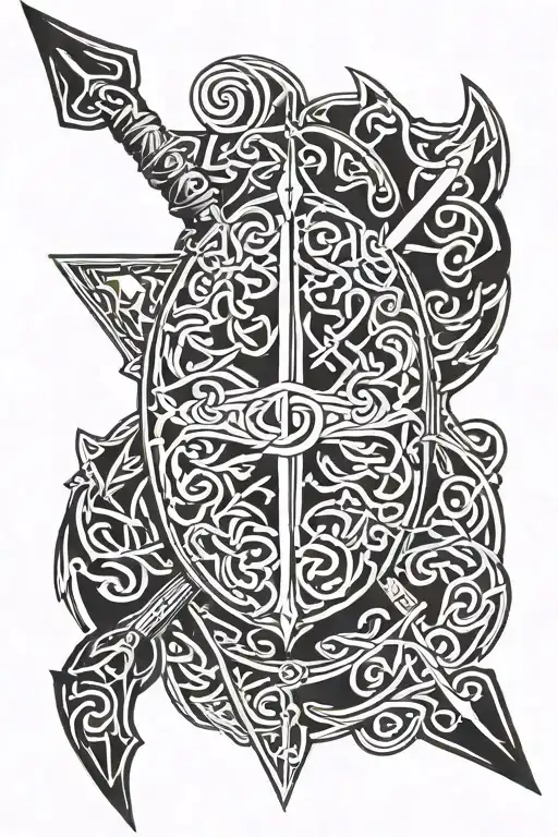 celtic arrow pointing tattoo design idea