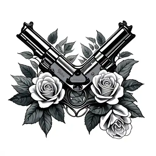 roses and guns money tree tattoo design idea