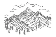 mountains filled with trees tattoo design idea