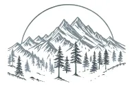 mountains filled with trees tattoo design idea