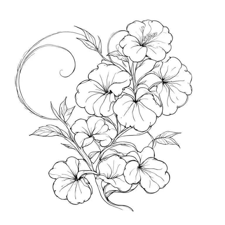 clouds swirling morning glory vine tattoo design idea