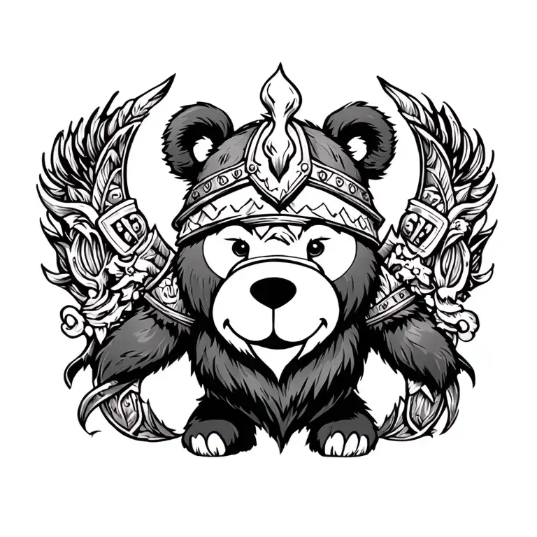 viking pooh bear tattoo design idea