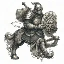 medieval knight carrying the world as Atlas on his back tattoo design idea