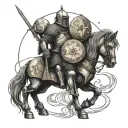 medieval knight carrying the world as Atlas on his back tattoo design idea