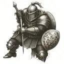 medieval knight carrying the world as Atlas on his back tattoo design idea