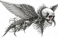 I want a grim reaper style wings on the backside and a gothic style galaxy and skulls sleeves tattoo design idea