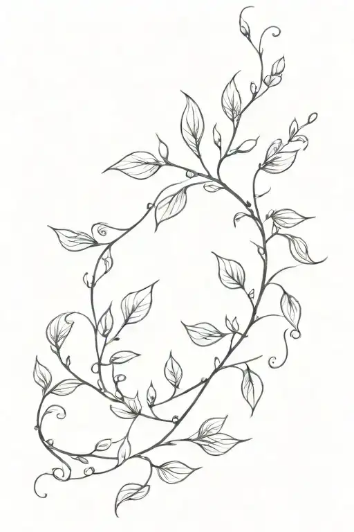 dainty vine thin long tattoo design idea