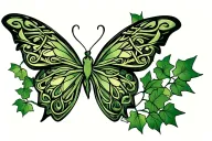 celtic butterfly with ivy leaves tattoo design idea
