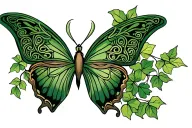 celtic butterfly with ivy leaves tattoo design idea