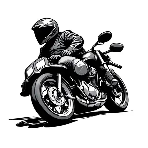 Motorbike rider two fingers down tattoo design idea