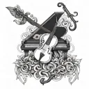 Pen tool and melody note tattoo design idea