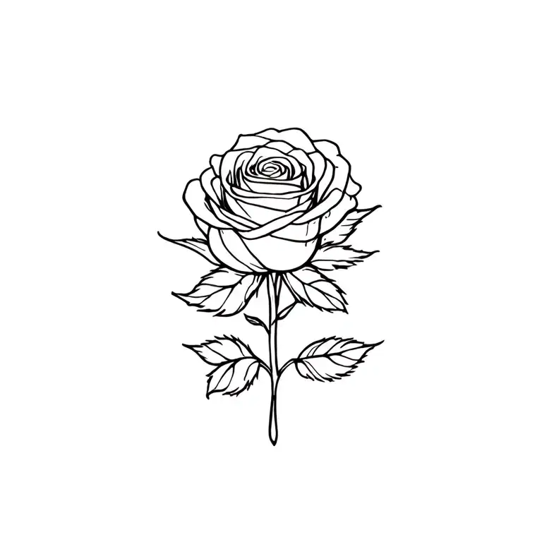 linework rose with Lainey written as stem tattoo design idea