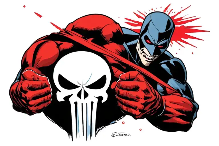 punisher, daredevil, bullseye made tattoo design idea