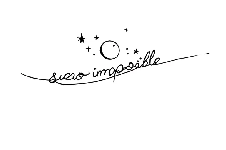 "sueño imposible" and stars moon tattoo design idea