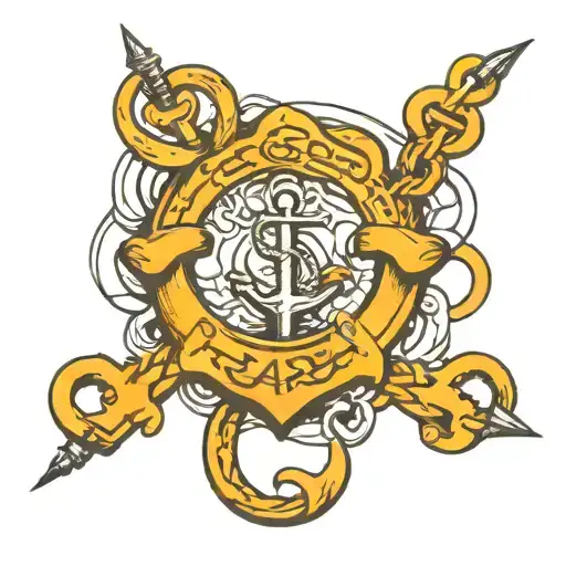 Ceara in cursive turning into an Anchor & chain links tattoo design idea