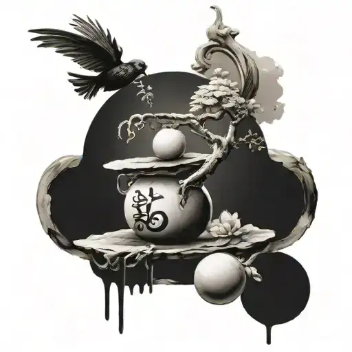 balance mixed with yin tattoo design idea