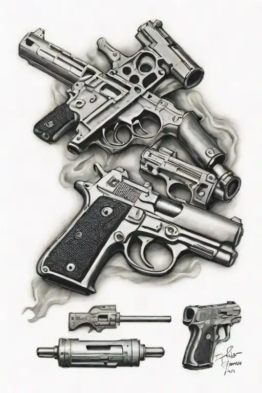 gun with Alba tattoo design idea